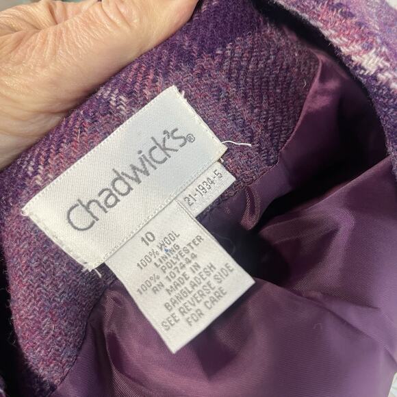 Chadwick's Purple Plaid Wool Blazer Jacket size 10 Pockets Carer Casual Preppy - Picture 10 of 10